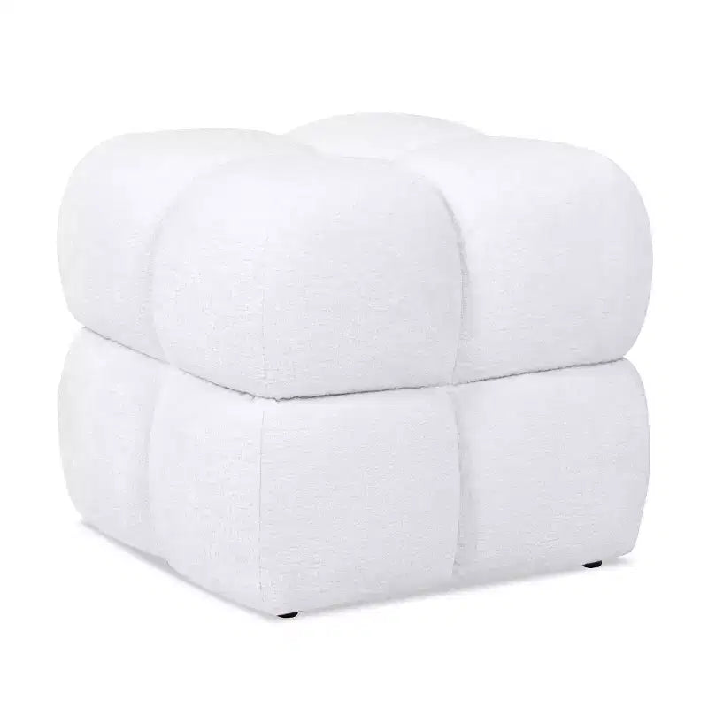 Pouf in velluto trapuntato quadrato grigio, seduta singola
