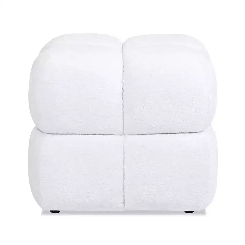 Pouf in velluto trapuntato quadrato grigio, seduta singola