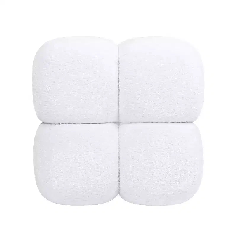 Pouf in velluto trapuntato quadrato grigio, seduta singola
