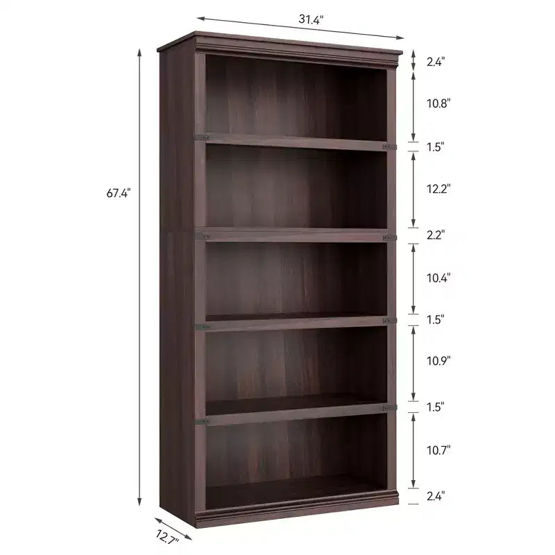 Libreria a 5 Ripiani, Stile Rustico, Bianco Antico / Marrone / Grigio / Rovere Scuro / Ciliegio Scuro, Montaggio per 1-2 Persone