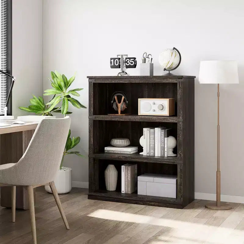 Libreria a 5 Ripiani, Stile Rustico, Bianco Antico / Marrone / Grigio / Rovere Scuro / Ciliegio Scuro, Montaggio per 1-2 Persone