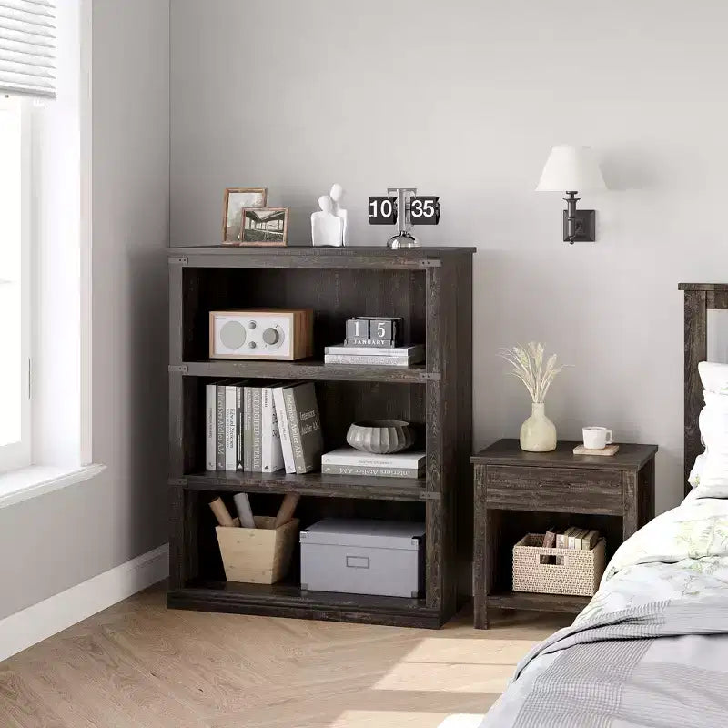 Libreria a 5 Ripiani, Stile Rustico, Bianco Antico / Marrone / Grigio / Rovere Scuro / Ciliegio Scuro, Montaggio per 1-2 Persone