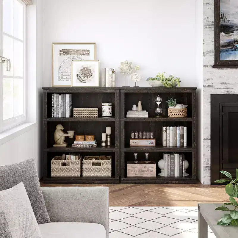 Libreria a 5 Ripiani, Stile Rustico, Bianco Antico / Marrone / Grigio / Rovere Scuro / Ciliegio Scuro, Montaggio per 1-2 Persone