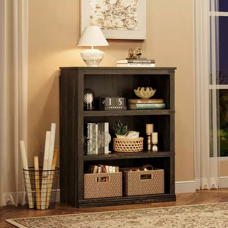 Libreria a 5 Ripiani, Stile Rustico, Bianco Antico / Marrone / Grigio / Rovere Scuro / Ciliegio Scuro, Montaggio per 1-2 Persone