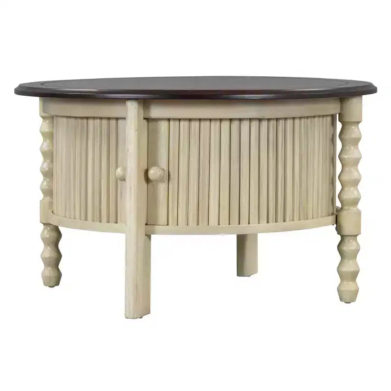 Tavolino da caffè ovale o rotondo marrone/beige e noce/espresso con cassetto e ripiano portaoggetti, per 1-4 persone