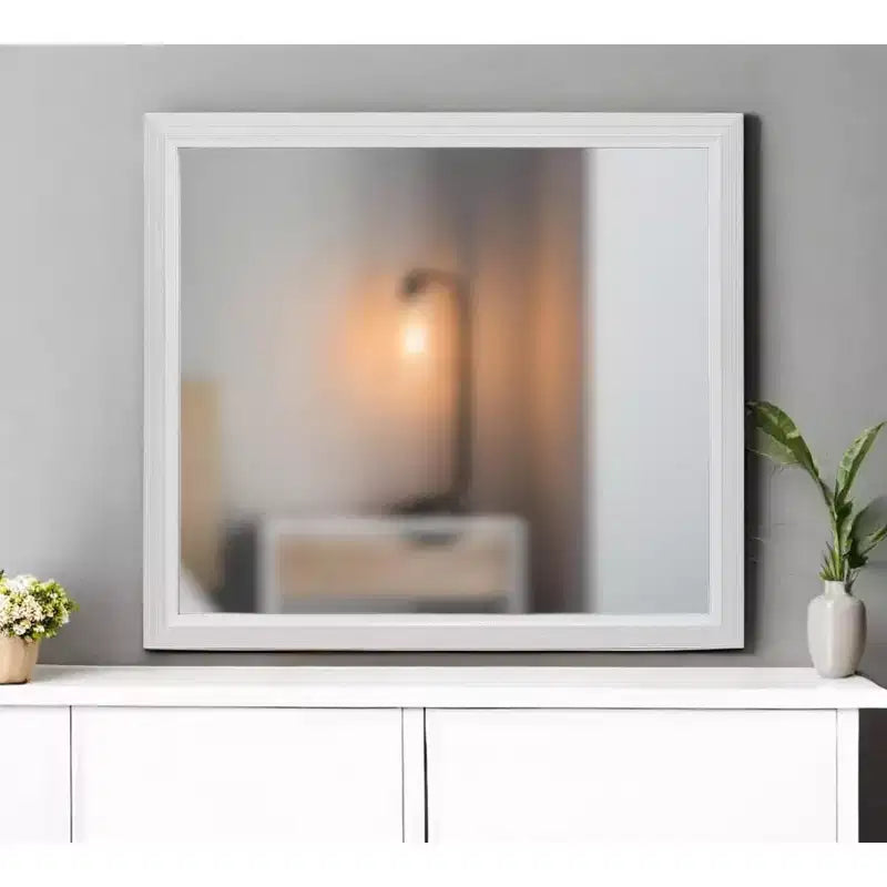 Specchio da Parete Rettangolare Bianco, Singolo, 89x99 cm