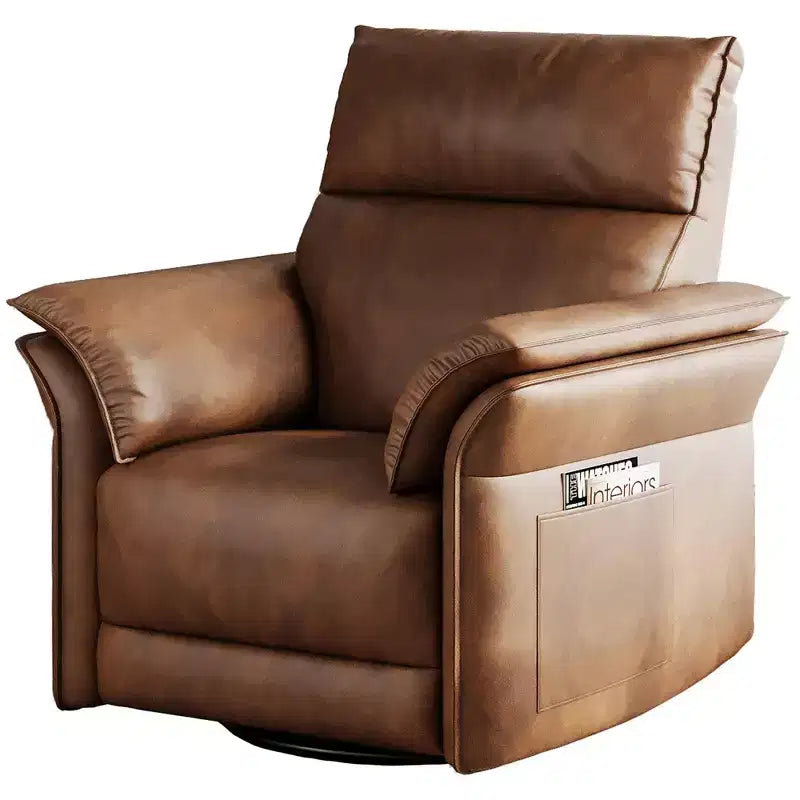 Poltrona reclinabile elettrica in similpelle beige/marrone/grigia, girevole a 270°, con funzione scorrevole, seduta singola