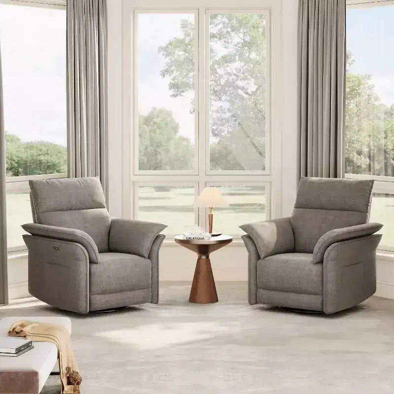 Poltrona reclinabile elettrica in similpelle beige/marrone/grigia, girevole a 270°, con funzione scorrevole, seduta singola