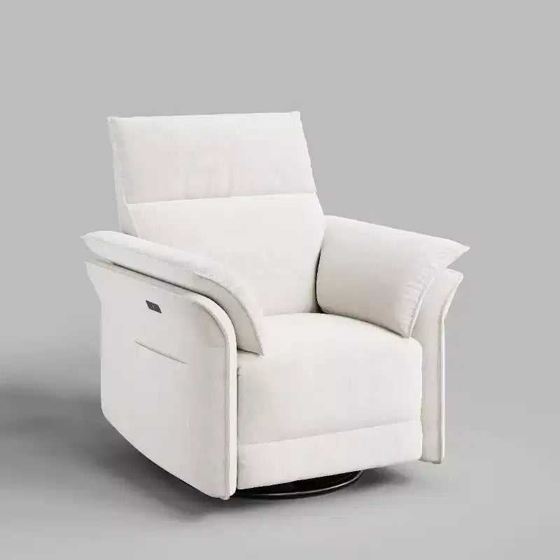 Poltrona reclinabile elettrica in similpelle beige/marrone/grigia, girevole a 270°, con funzione scorrevole, seduta singola