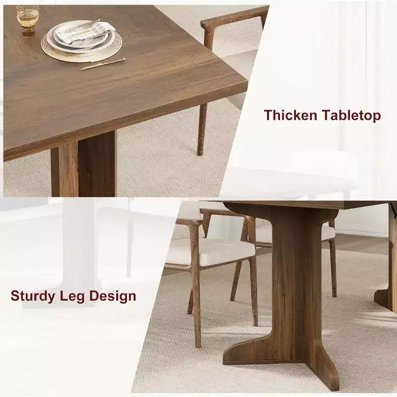 Tavolo da pranzo da 180 cm, nero / noce / colore legno, 6-8 posti, base moderna a C