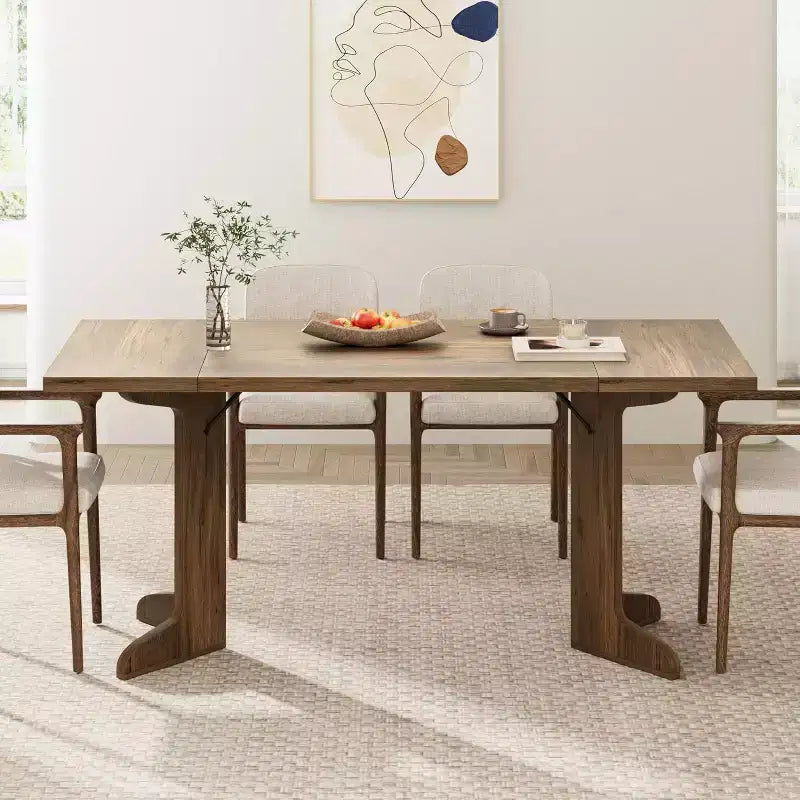 Tavolo da pranzo da 180 cm, nero / noce / colore legno, 6-8 posti, base moderna a C