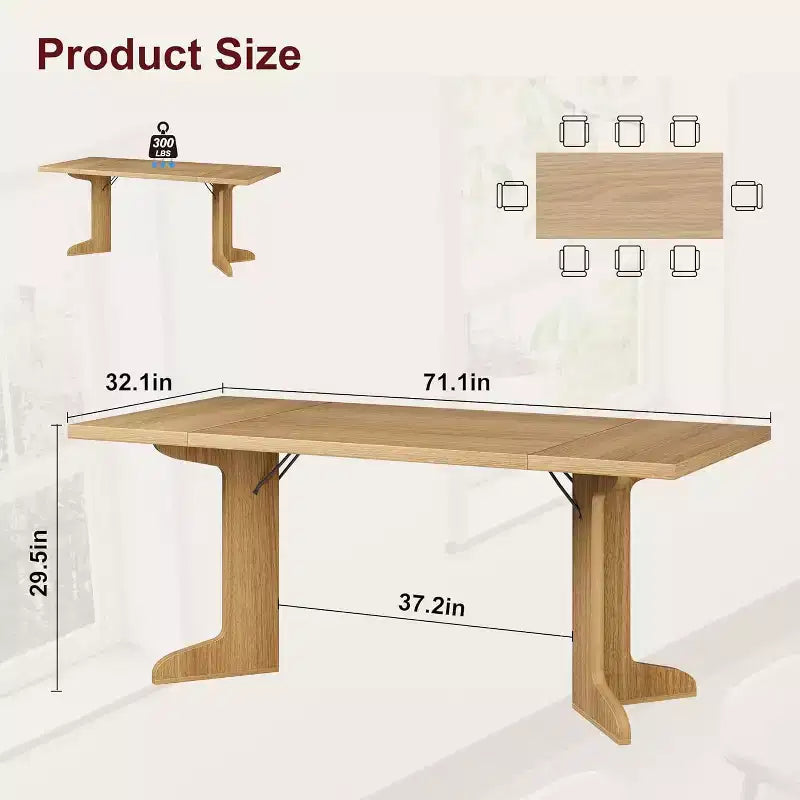 Tavolo da pranzo da 180 cm, nero / noce / colore legno, 6-8 posti, base moderna a C