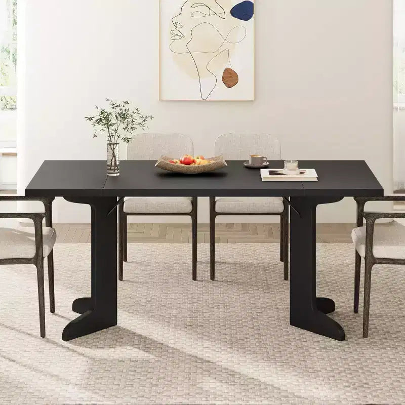 Tavolo da pranzo da 180 cm, nero / noce / colore legno, 6-8 posti, base moderna a C