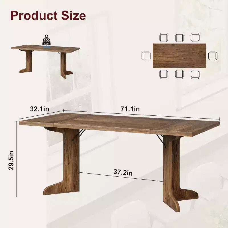 Tavolo da pranzo da 180 cm, nero / noce / colore legno, 6-8 posti, base moderna a C