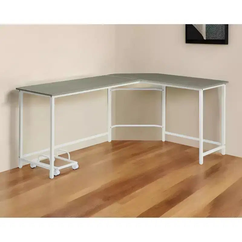 Scrivania per computer angolare grigio e bianca, singola, 66"