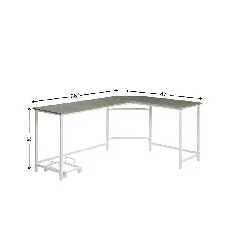 Scrivania per computer angolare grigio e bianca, singola, 66"