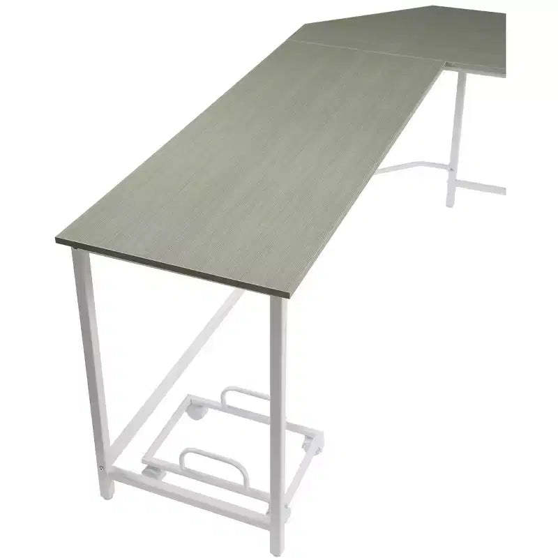 Scrivania per computer angolare grigio e bianca, singola, 66"