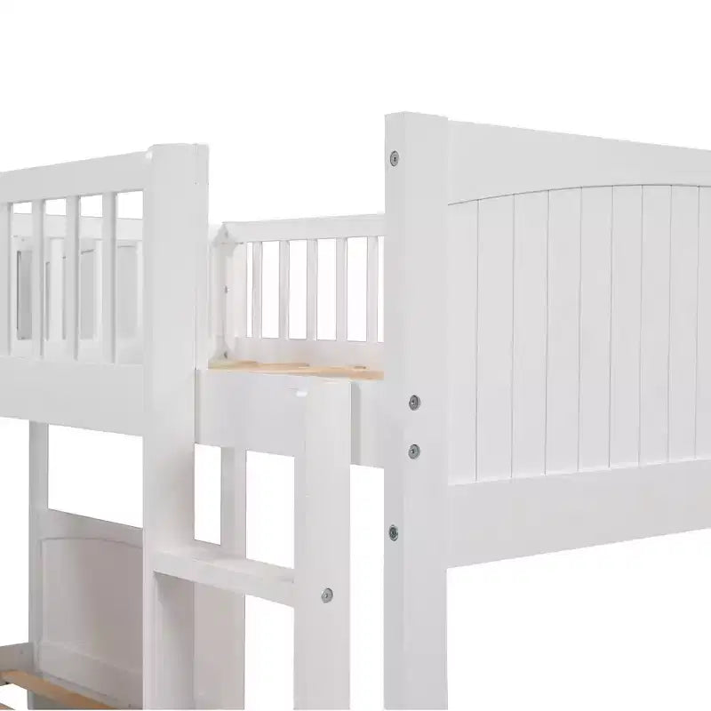 Letto a soppalco triplo grigio/bianco con contenitore, 3 posti letto