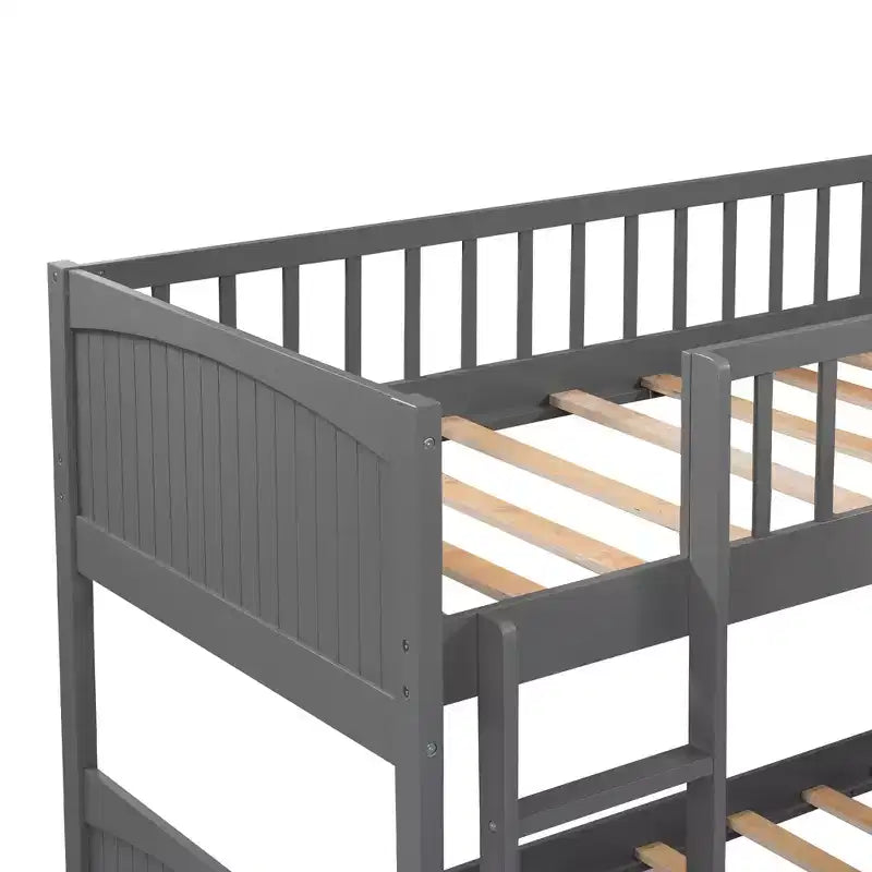 Letto a soppalco triplo grigio/bianco con contenitore, 3 posti letto