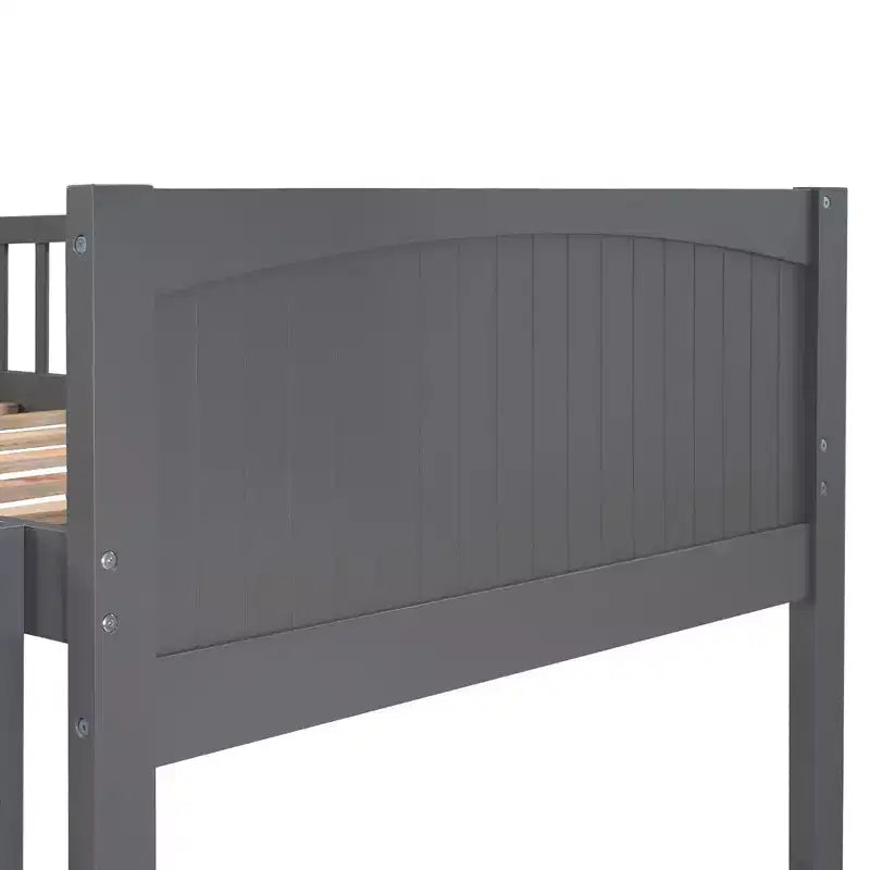 Letto a soppalco triplo grigio/bianco con contenitore, 3 posti letto