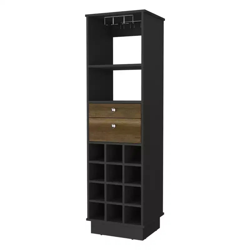 Mobile Bar Nero con 2 Cassetti – 1 Anta, 1 Ripiano