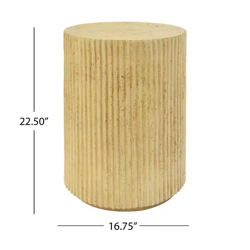 Tavolino Rotondo Cilindrico Marrone, Finitura Effetto Legno, 1 Pezzo