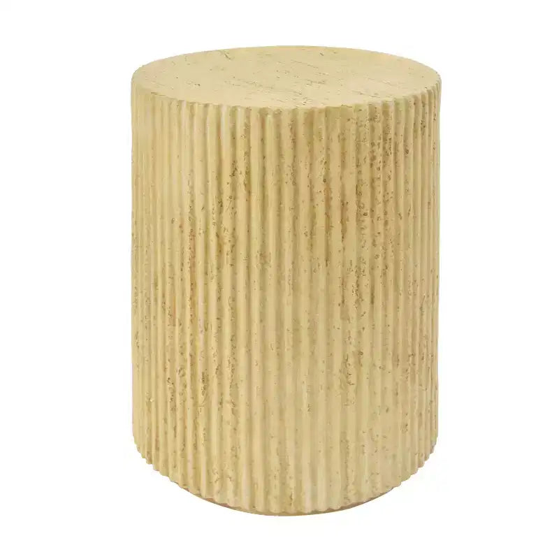 Tavolino Rotondo Cilindrico Marrone, Finitura Effetto Legno, 1 Pezzo