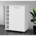 Carrello bar bianco con portabottiglie e spazio per 1 persona