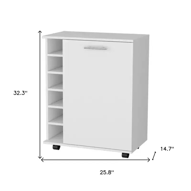 Carrello bar bianco con portabottiglie e spazio per 1 persona