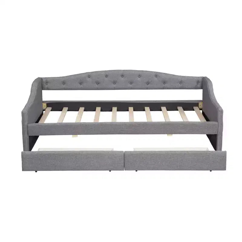 Divano letto singolo XL imbottito con luci LED e vano contenitore, Beige/Grigio, Posti letto 1–2