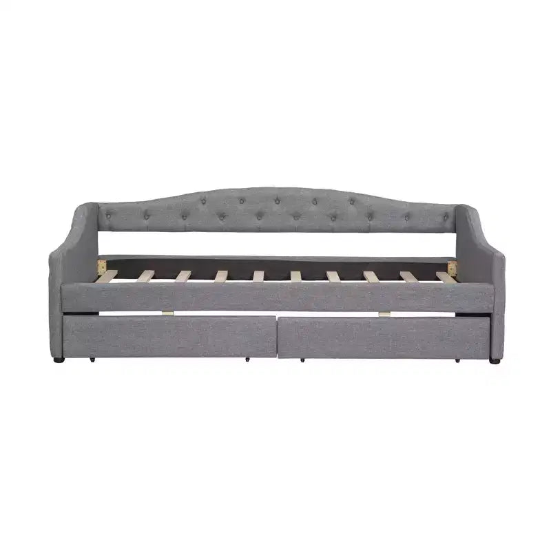 Divano letto singolo XL imbottito con luci LED e vano contenitore, Beige/Grigio, Posti letto 1–2