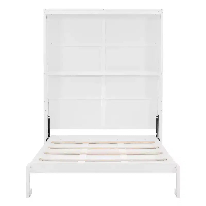 Letto a scomparsa Queen Size grigio/bianco con mensole, 1 persona