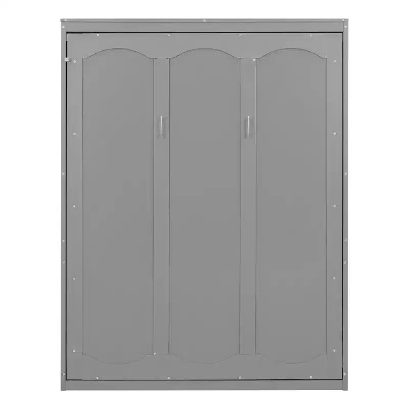 Letto a scomparsa Queen Size grigio/bianco con mensole, 1 persona