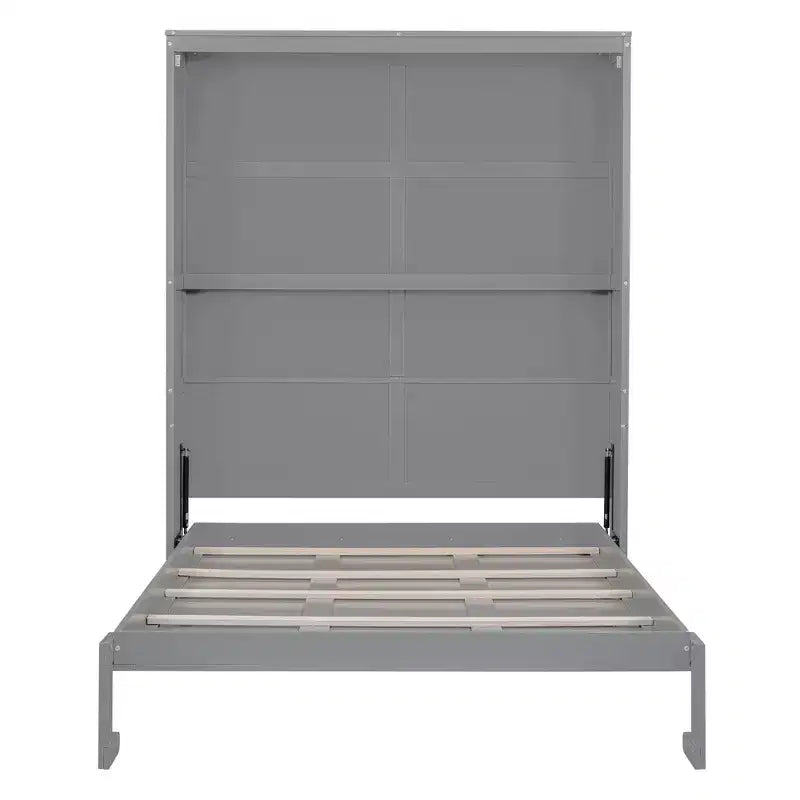 Letto a scomparsa Queen Size grigio/bianco con mensole, 1 persona