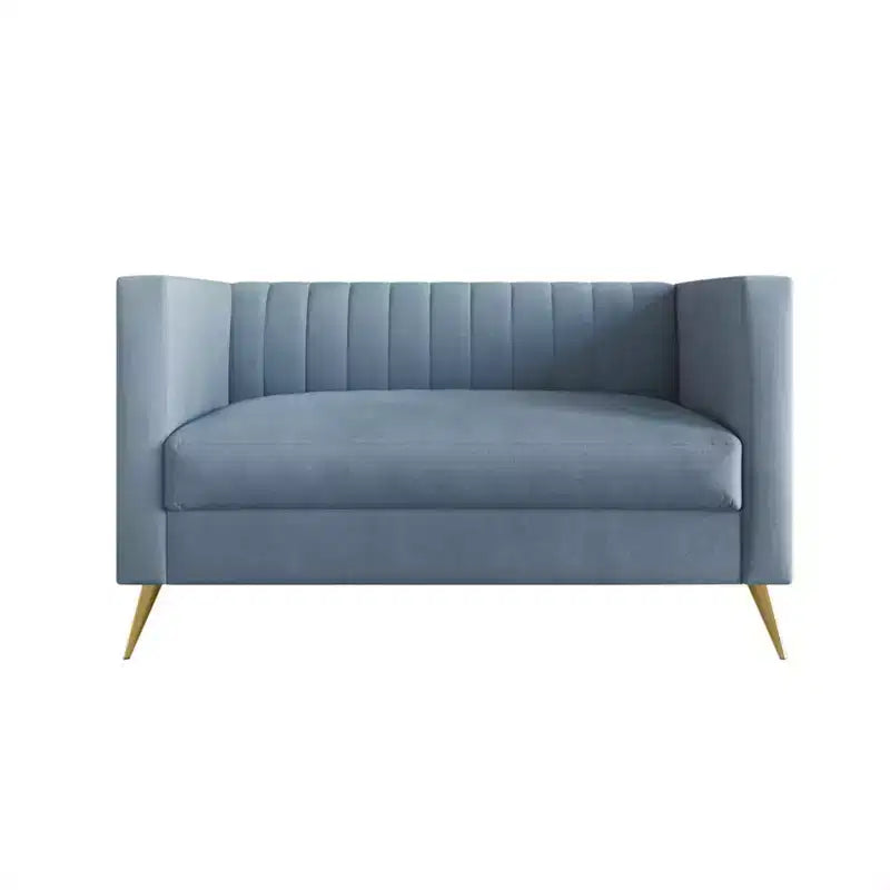 Divanetto a 2 posti in velluto nero/blu/marrone/grigio scuro con braccioli squadrati