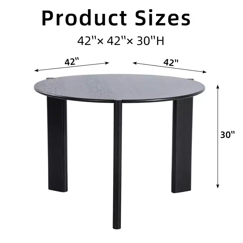 Tavolo da pranzo rotondo da 42", nero/trasparente, 4 posti, base a 3 gambe