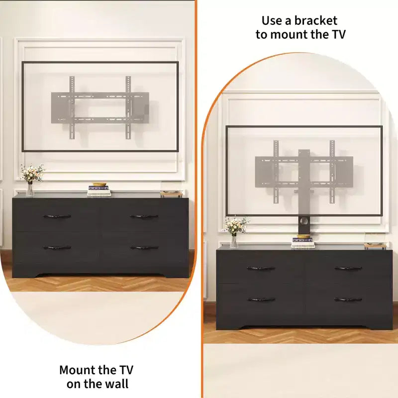 Mobile TV moderno bianco con 6 cassetti e altezza regolabile, adatto per TV fino a 60"
