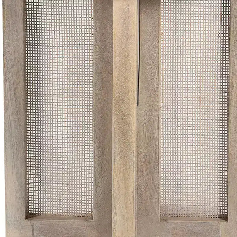 Tavolino Rotondo Marrone in Rattan e Legno Massiccio, 1 Pezzo