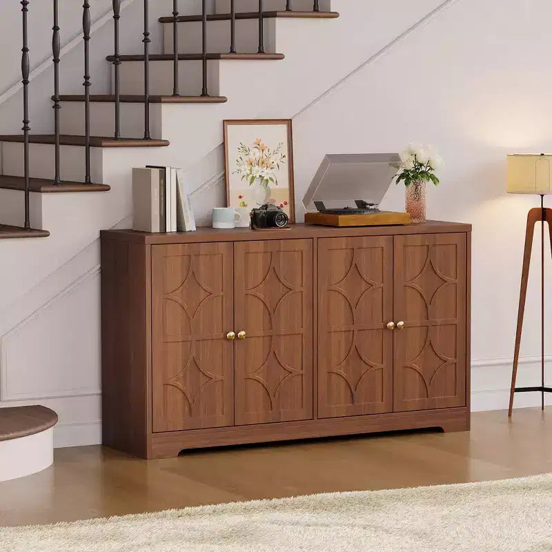 Credenza con buffet a 4 ante, 55", nero/marrone