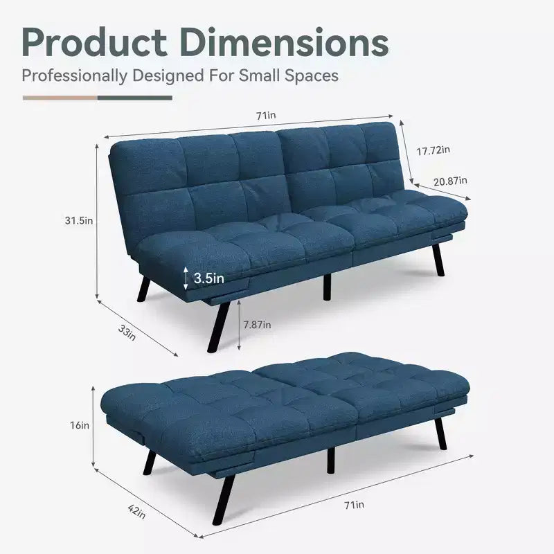 Divano Letto Futon in Similpelle, Divanetto Convertibile, 2 Posti