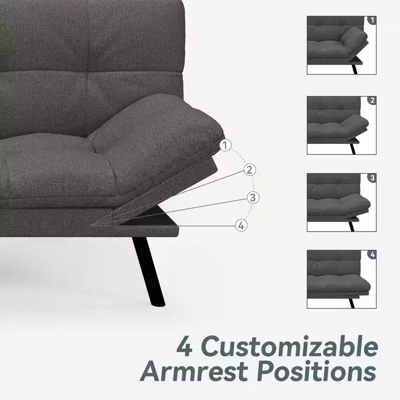 Divano Letto Futon in Similpelle, Divanetto Convertibile, 2 Posti