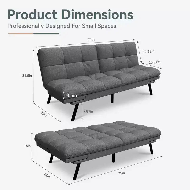 Divano Letto Futon in Similpelle, Divanetto Convertibile, 2 Posti
