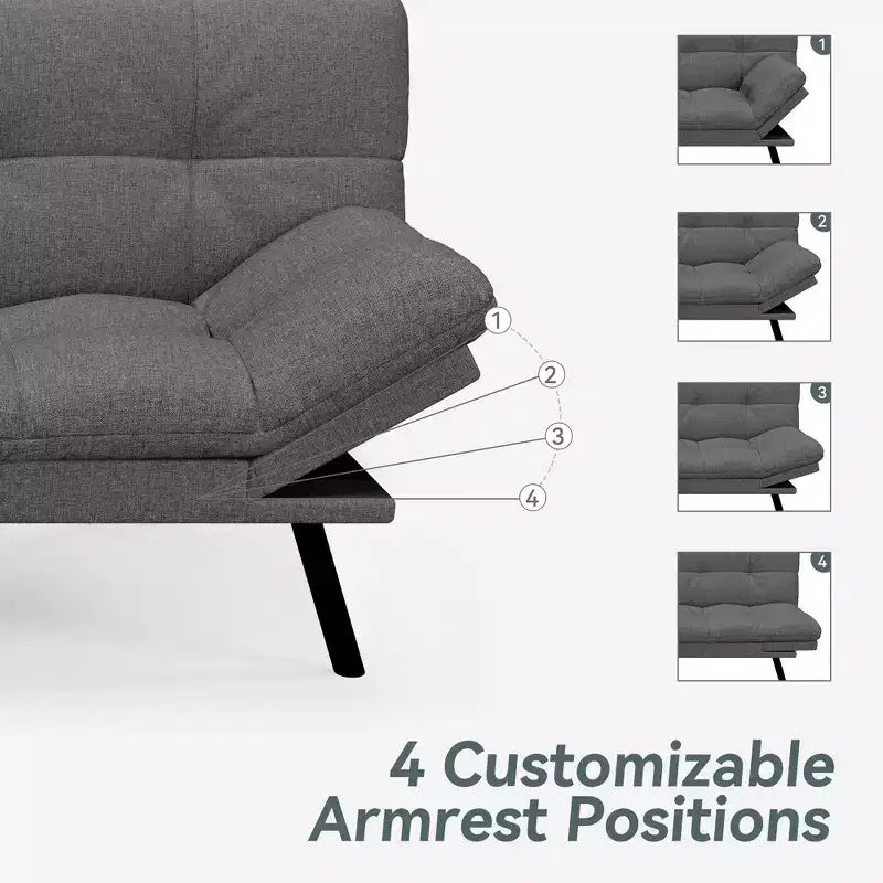 Divano Letto Futon in Similpelle, Divanetto Convertibile, 2 Posti