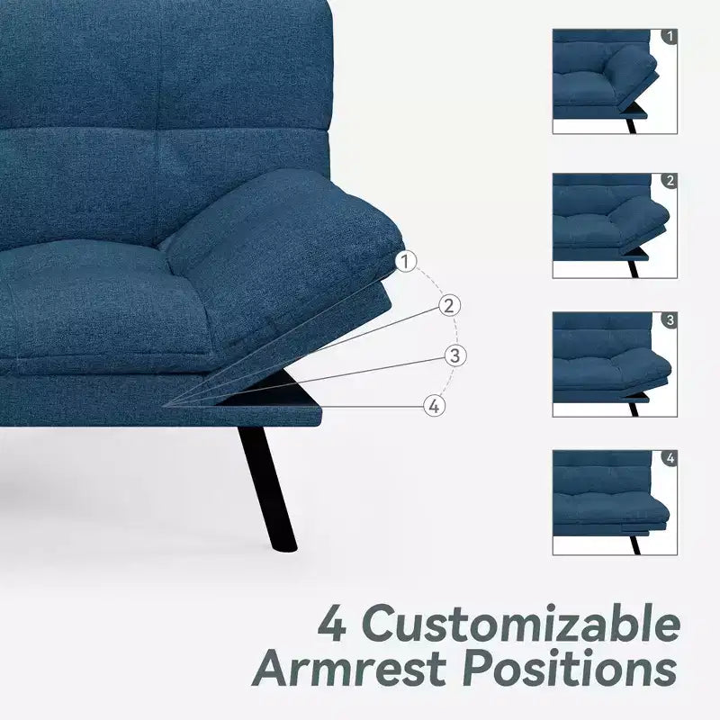 Divano Letto Futon in Similpelle, Divanetto Convertibile, 2 Posti