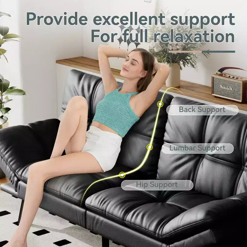 Divano Letto Futon in Similpelle, Divanetto Convertibile, 2 Posti