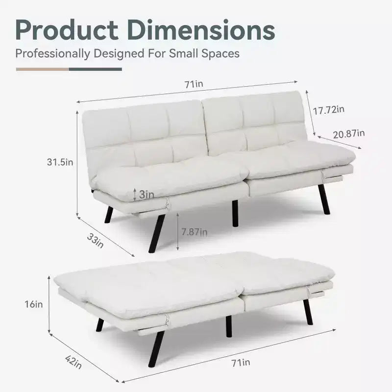 Divano Letto Futon in Similpelle, Divanetto Convertibile, 2 Posti