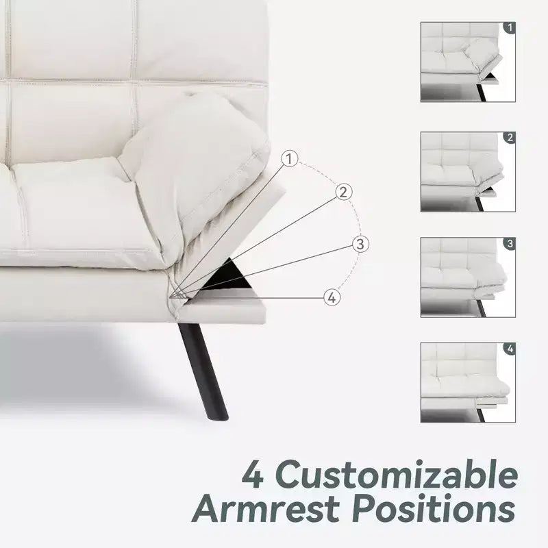 Divano Letto Futon in Similpelle, Divanetto Convertibile, 2 Posti