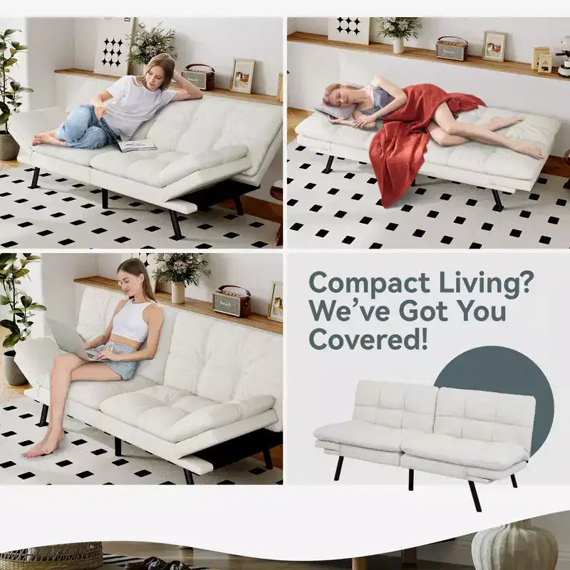 Divano Letto Futon in Similpelle, Divanetto Convertibile, 2 Posti