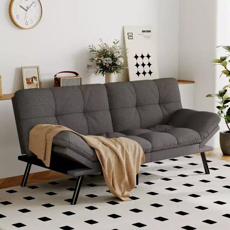 Divano Letto Futon in Similpelle, Divanetto Convertibile, 2 Posti