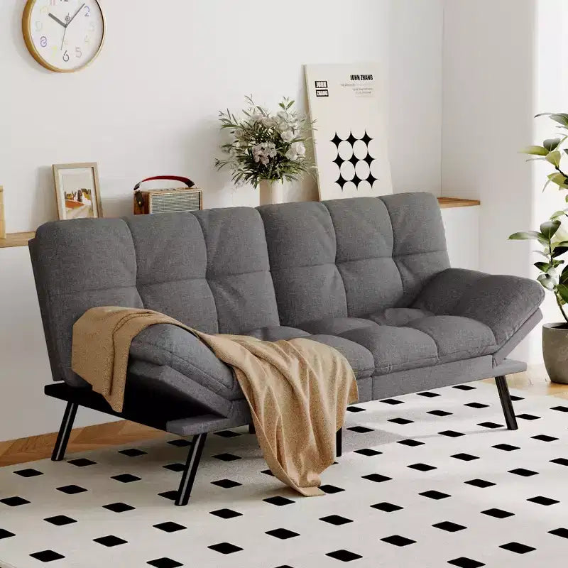 Divano Letto Futon in Similpelle, Divanetto Convertibile, 2 Posti